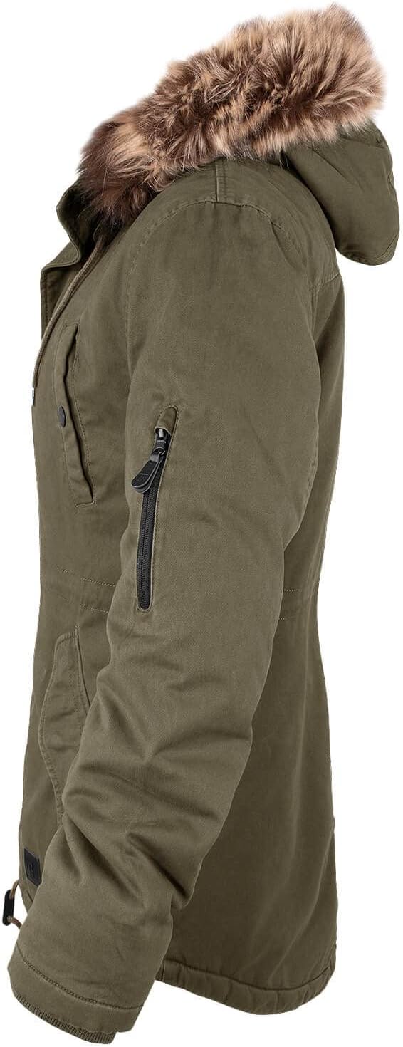 bw-online-shop Ladies Fishtail Winterparka mit Teddyfutter Parka Jacke Wintermantel S Oliv, S Oliv