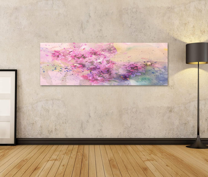 islandburner Bild auf Leinwand Aquarell Zweig Der Flieder Bilder Wandbilder Poster Leinwand 120x40cm