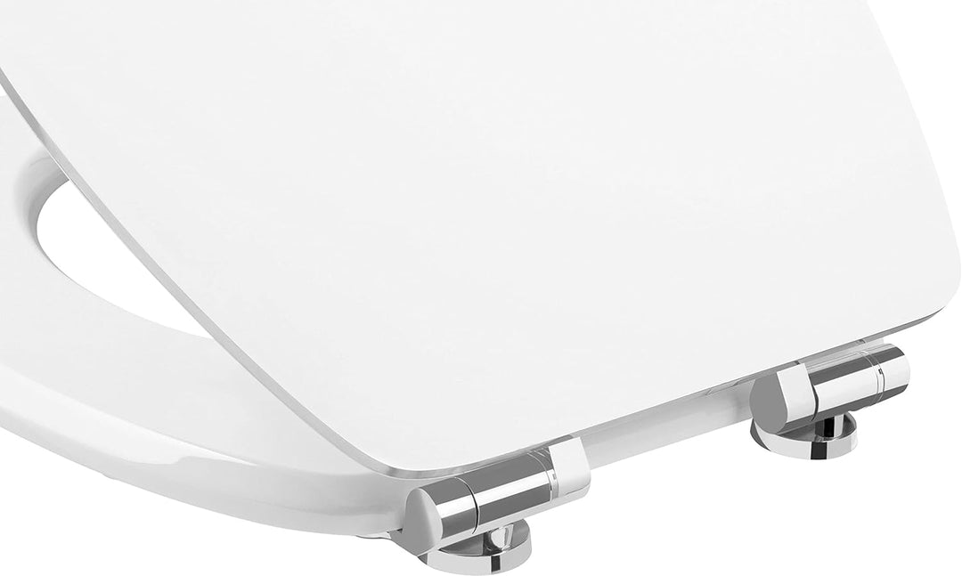 Cornat WC-Sitz Prime "White Steel" - Ansprechendes Design - Hochwertiger Holzkern - Absenkautomatik