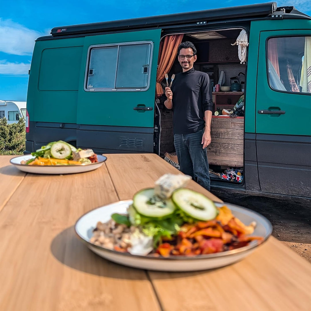KingCamp Bambus Falt Tisch Camping Klapptisch Garten Alu Holz 3Höhen Verstellbar