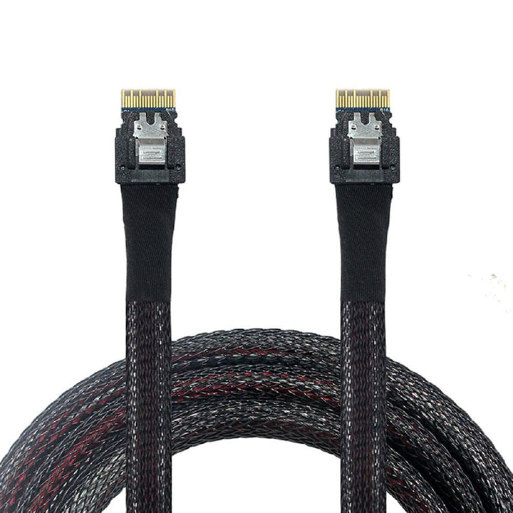 Cablecc PCI-E Slimline SAS 4.0 SFF-8654 4i 38pin Host auf SFF-8654 Slim SAS Target Kabel 50cm Black,