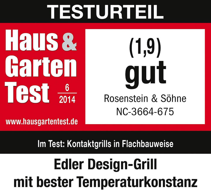 Rosenstein & Söhne Ceran Grill: Tisch-Glasgrill mit Touchpad und Timer, 800 W, bis 300 °C (Glaskeram