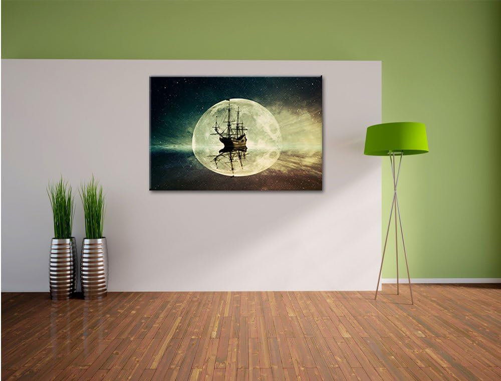 Geisterschiff im Weltall, Format: 100x70 auf Leinwand, XXL riesige Bilder fertig gerahmt mit Keilrah