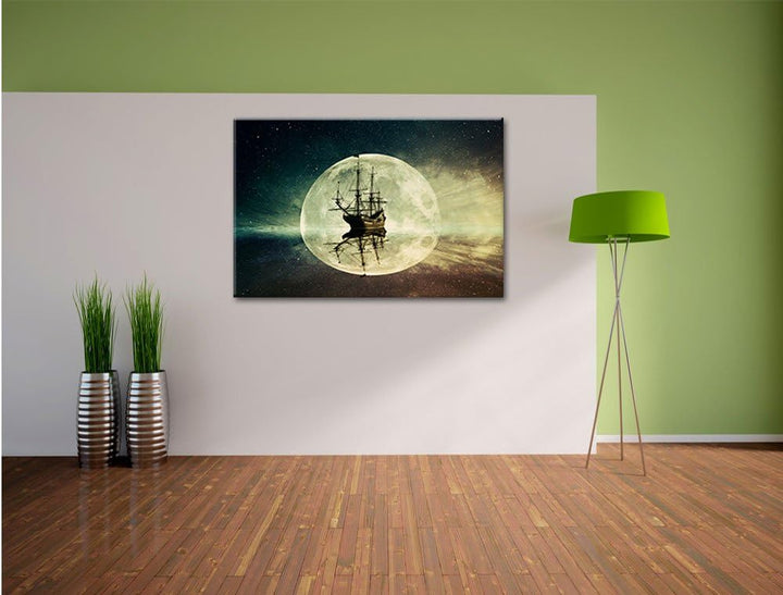 Geisterschiff im Weltall, Format: 100x70 auf Leinwand, XXL riesige Bilder fertig gerahmt mit Keilrah