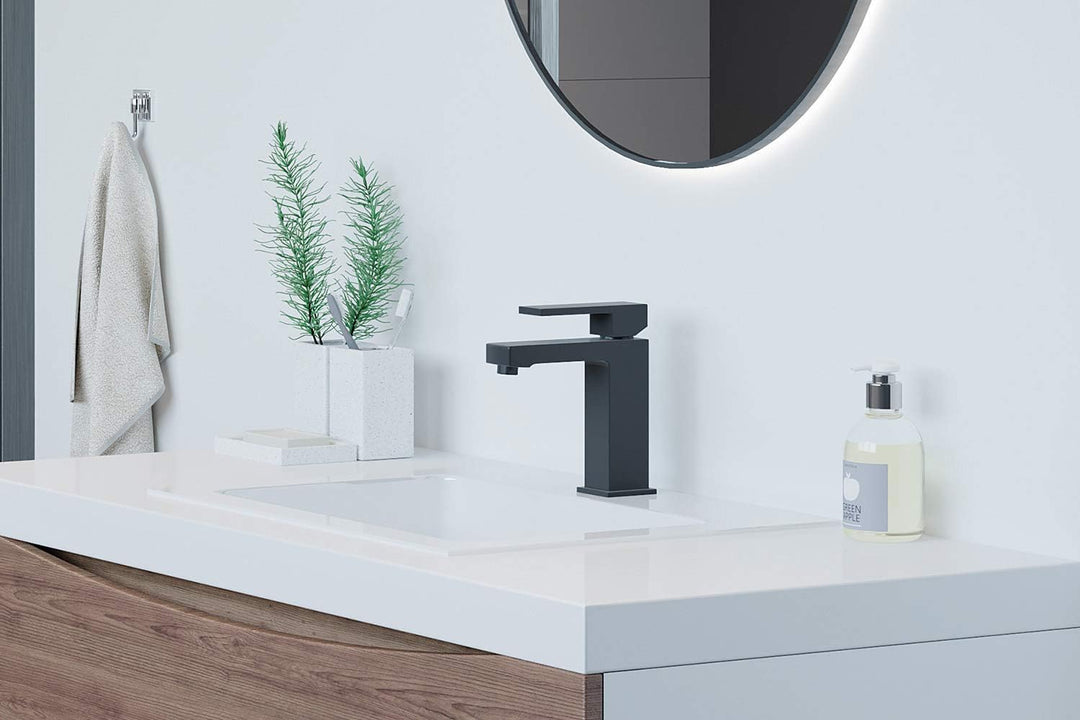 Cornat Waschtisch-Einhebelarmatur "Noir" - Black Edition - Matt schwarzer Messingkörper - Mühelose S