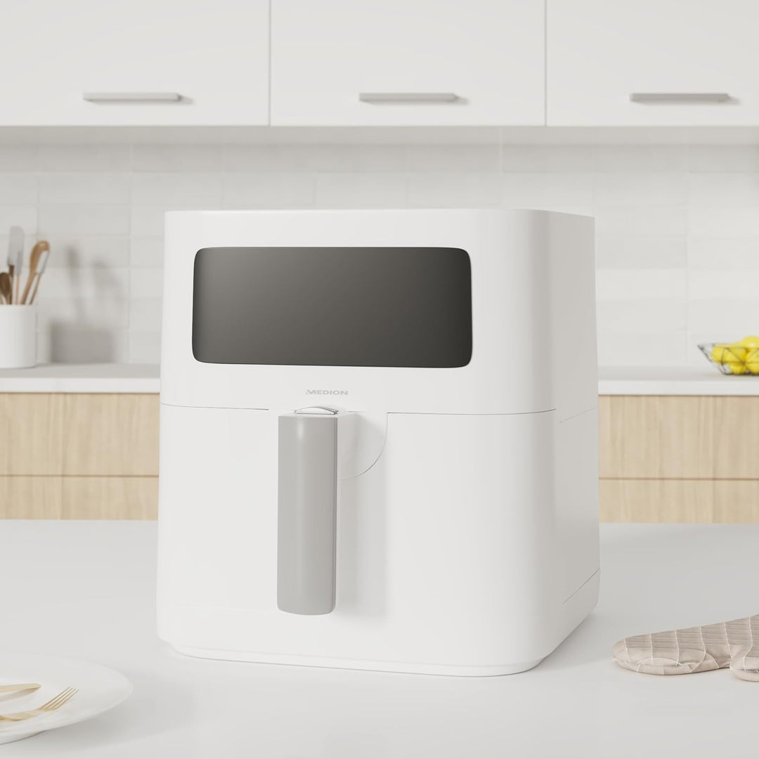 MEDION E40 XL Heissluftfritteuse (5,2 Liter Frittierkorb, 2.150 Watt, 9 Automatikprogramme, Backfunk