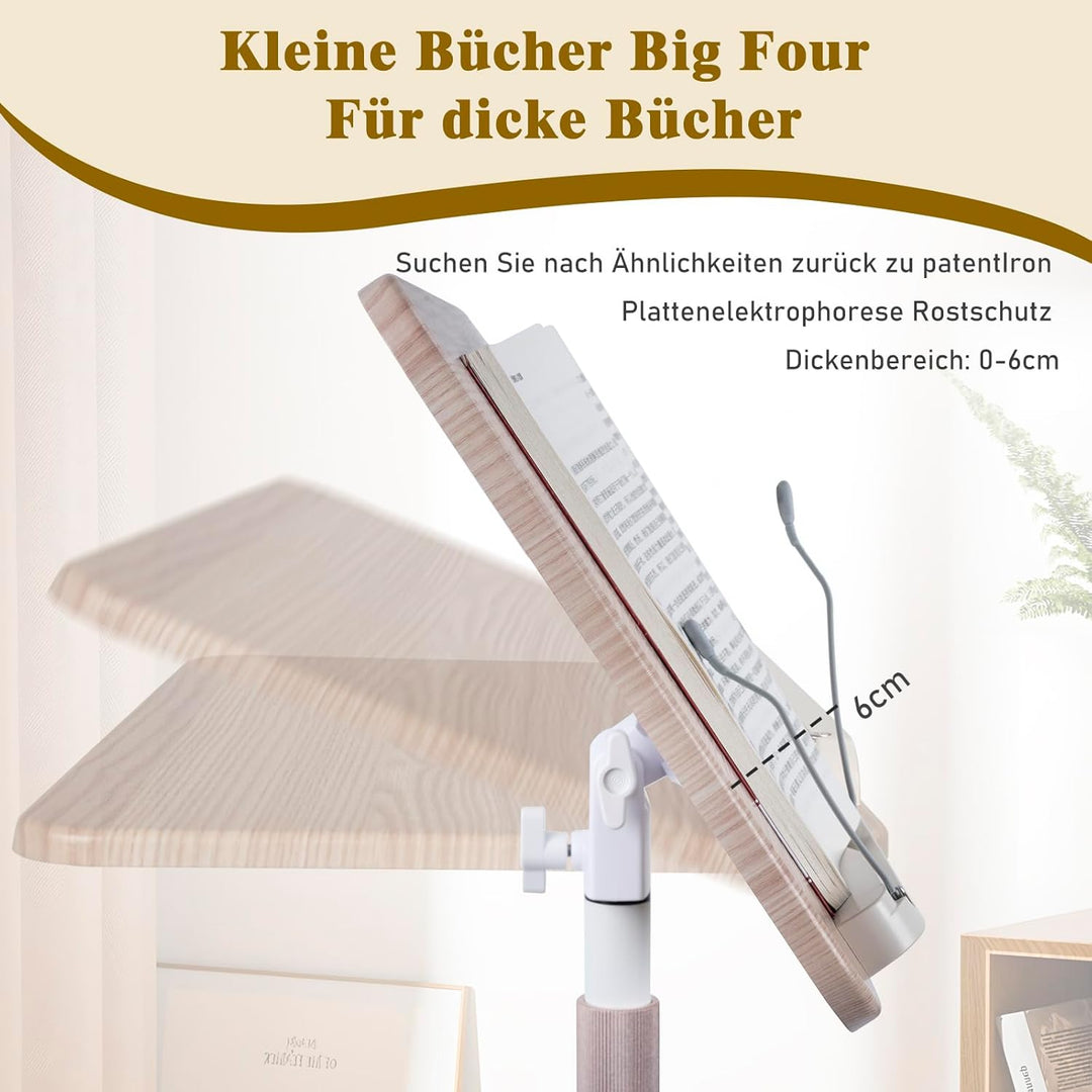 OUUTMEE Lesebuchständer, anhebbarer Beistelltisch, Winkelverstellung, Metallstruktur, Laptop, Kochbu