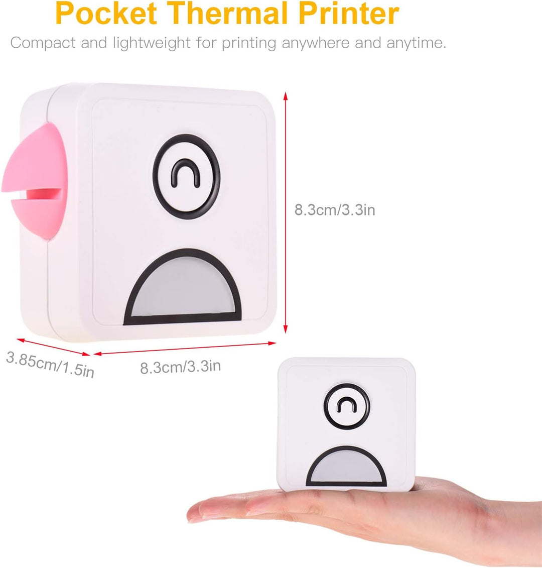 Bisofice Poooli Fotodrucker für Smartphone, Drahtlose BT-Verbindung, 6 Rollen Selbstklebendes Thermo