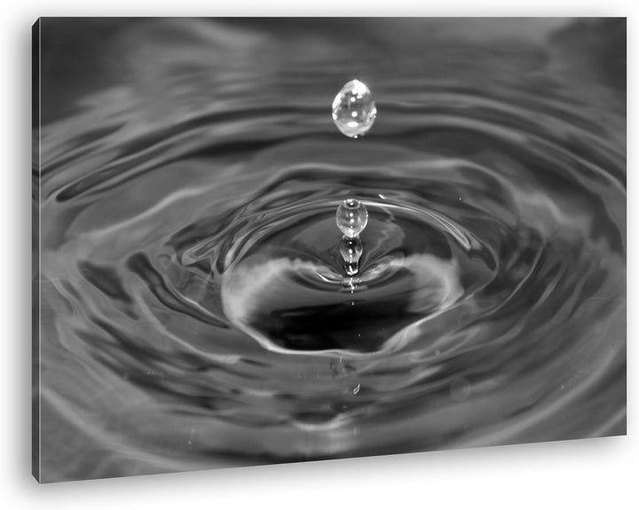 deyoli Wassertropfen schlagen Wellen Effekt: Schwarz/Weiss Format: 60x40 als Leinwandbild, Motiv fer