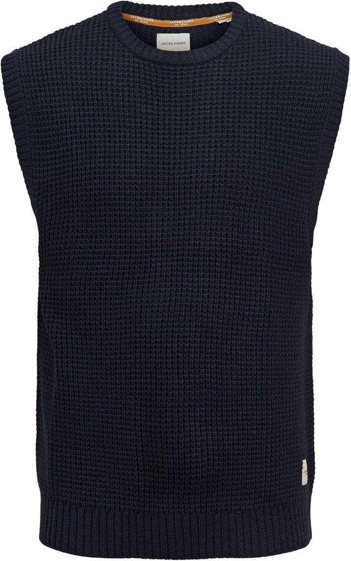 JACK & JONES Herren Dicker Grobstrick Pullunder | Rundhals Sweater ohne Ärmel | Warmer Pullover JJEN