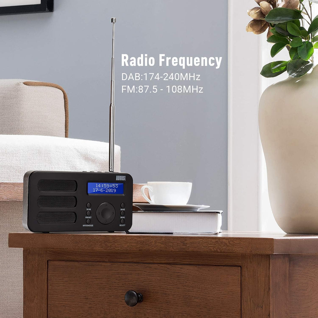 August MB225 - Tragbares Radio mit DAB+ / DAB/FM RDS-Funktion 40 Presets digitaler Radiowecker Stere