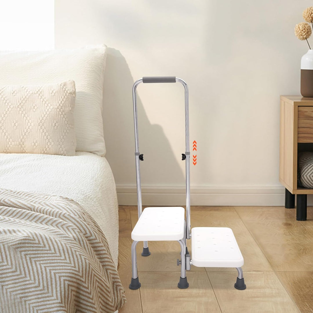 Step Hocker mit Griff und Rutschfester Plattform, Heavy Duty 2-Schritte Fusshocker für Erwachsene, S
