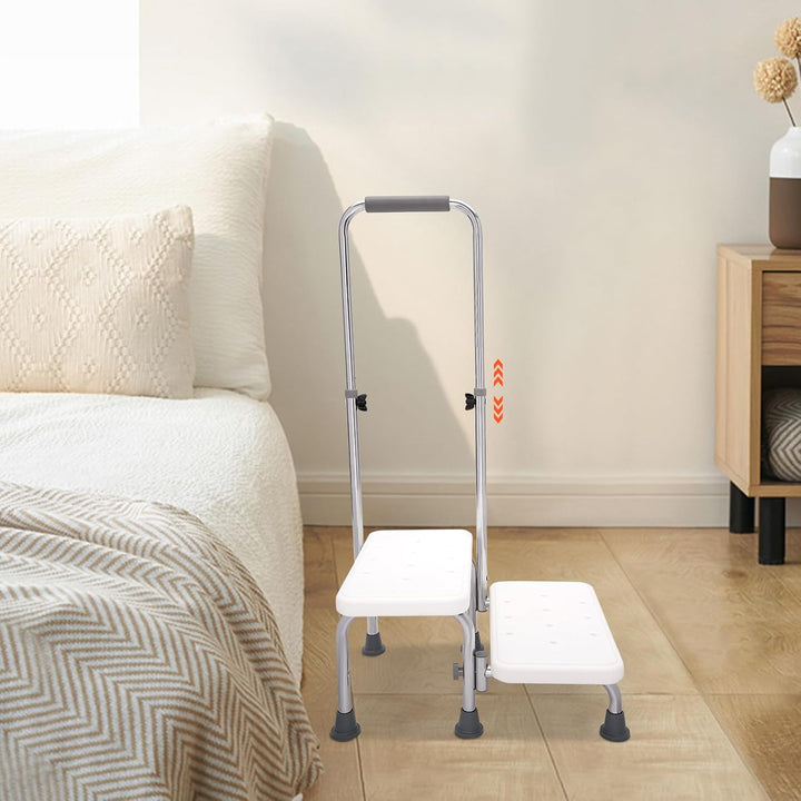 Step Hocker mit Griff und Rutschfester Plattform, Heavy Duty 2-Schritte Fusshocker für Erwachsene, S