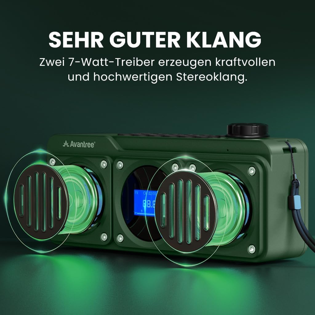 Avantree Boombyte - FM Kleins Radio mit Bluetooth Lautsprecher Tragbares mit kraftvollem Sound, Ster