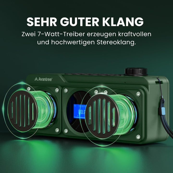 Avantree Boombyte - FM Kleins Radio mit Bluetooth Lautsprecher Tragbares mit kraftvollem Sound, Ster