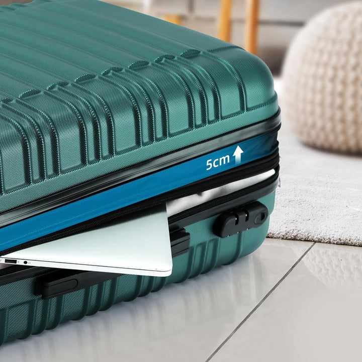 BEIBYE Hartschalen Koffer Trolley Rollkoffer Reisekoffer Zwillingsrollen Kofferset (Dunkelgrün, Set)