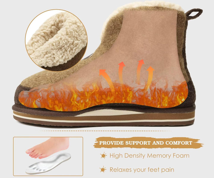 KuaiLu Hausschuhe Boots Herren Winter Filz Hausstiefel Warm Plüsch Flauschige Fell Hüttenschuhe Kusc