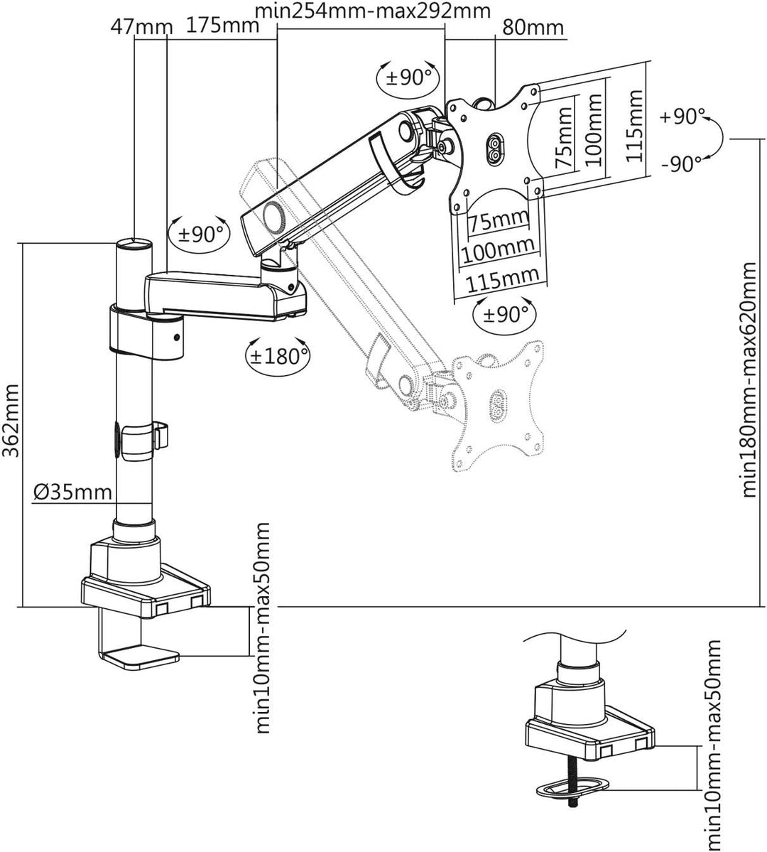 V7 DMPRO2TA-3NMonitor Mount Professional Touch Adjust