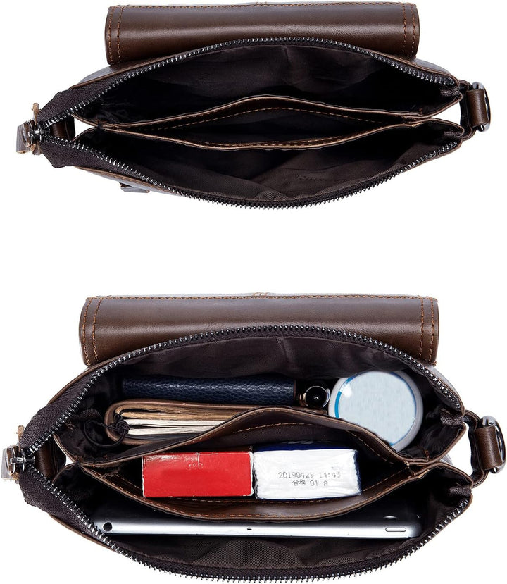 LOONGYOON Business Herren-Umhängetasche Lässige Mode Leder Crossbody Tasche Multi-Tasche Tragbare Re