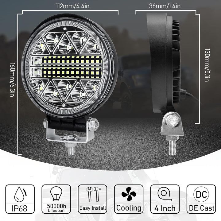 Dinfu 102W LED Arbeitsscheinwerfer,Rückfahrscheinwerfer led 12V/24V traktor 15000LM scheinwerfer Off