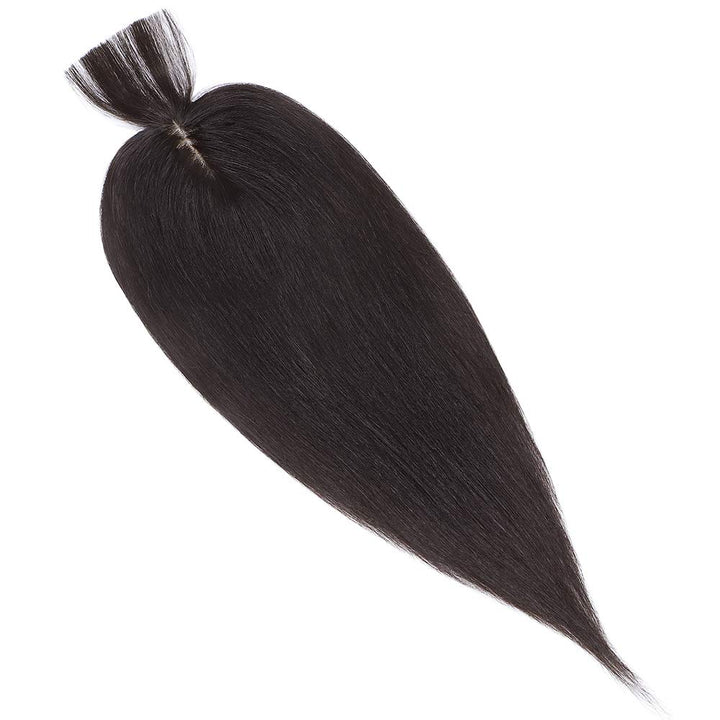 Silk-co Hair Topper Echthaar mit langem Pony, Toupet Damen 10x12cm Basis, Haartopper Echthaar mit Re