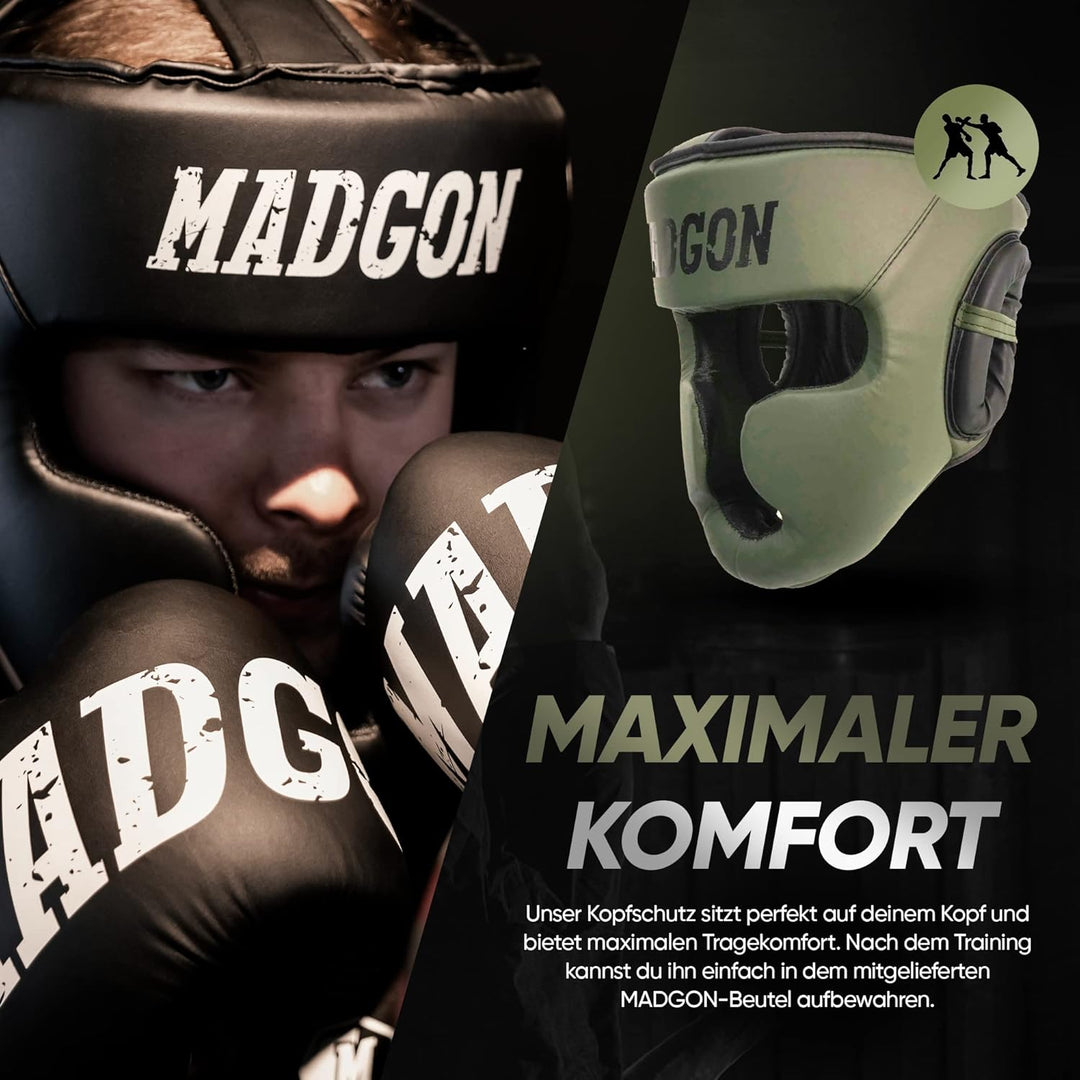MADGON Premium Kopfschutz, Boxhelm mit Perfekter Sicht und maximalem Schutz, Gesichtsschutz für Kamp