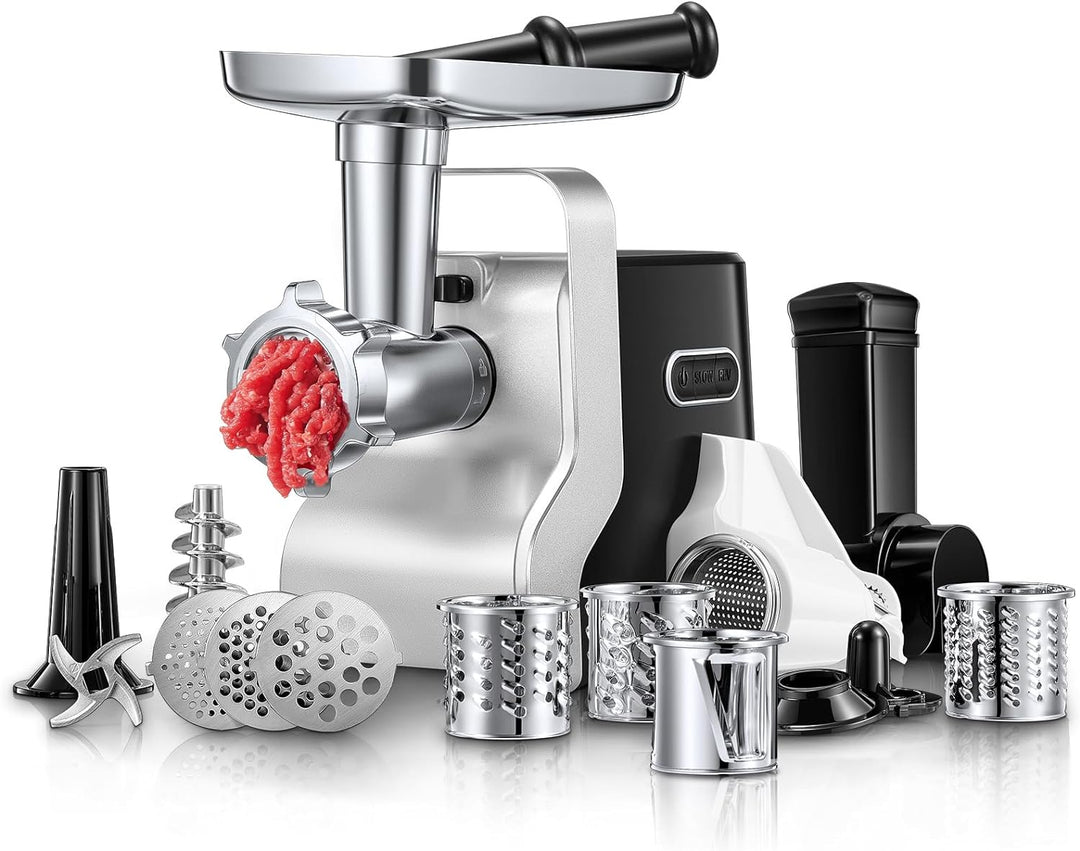 Fleischwolf, HOUSNAT 5 in 1 Fleischwolf Elektrisch Profi mit 3 Edelstahl Loch-Scheiben(3, 5 7mm) & 4