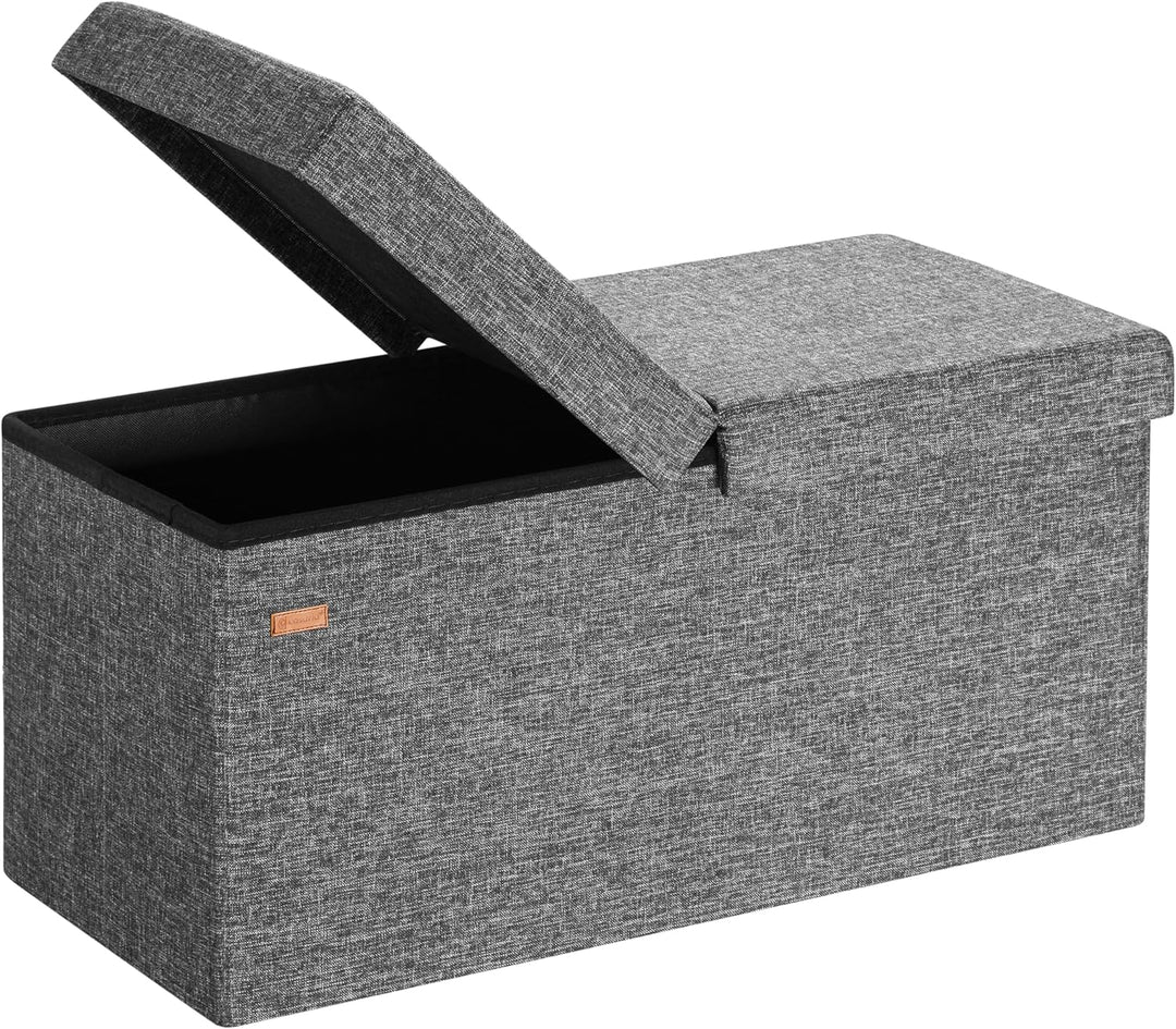 Casaria® Sitzbank mit Stauraum 80x40x40cm Dunkelgrau Deckel Klappbar Gepolstert Faltbar 100L Stoff S