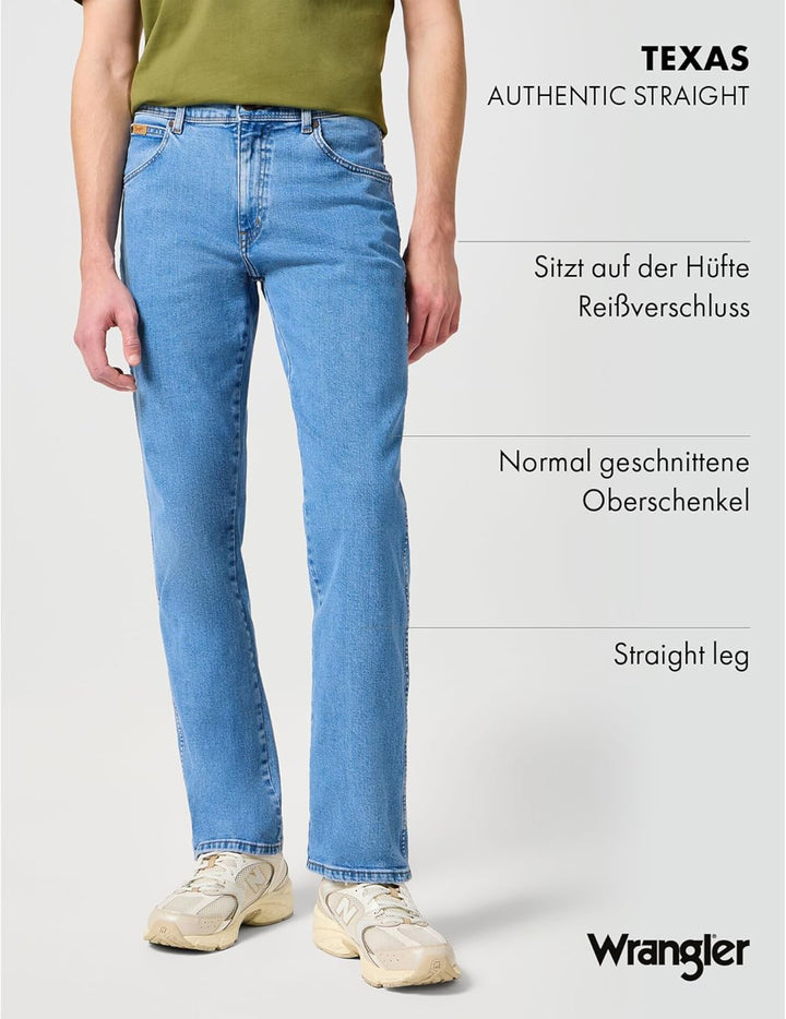 Wrangler Herren Jeans Texas - Regular Fit - Blau - Arm Strong W29-W50 Stretch 30W / 30L Good Shot, 3