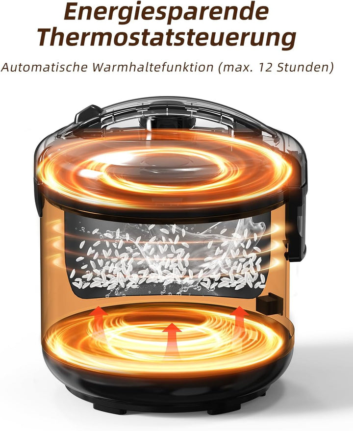 Eamoment DRC-5020RD 1L | 400W Reiskocher & Dampfgarer(1ltr-5 Tassen) Für 1-5 Personen Schnelles Koch