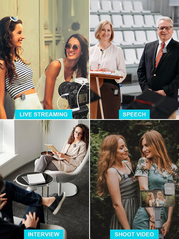 SYNCO Lavalier Funkmikrofon G1(A2), 2,4GHz Kabellos Ansteckmikrofon System, Wireless Microphone Mics