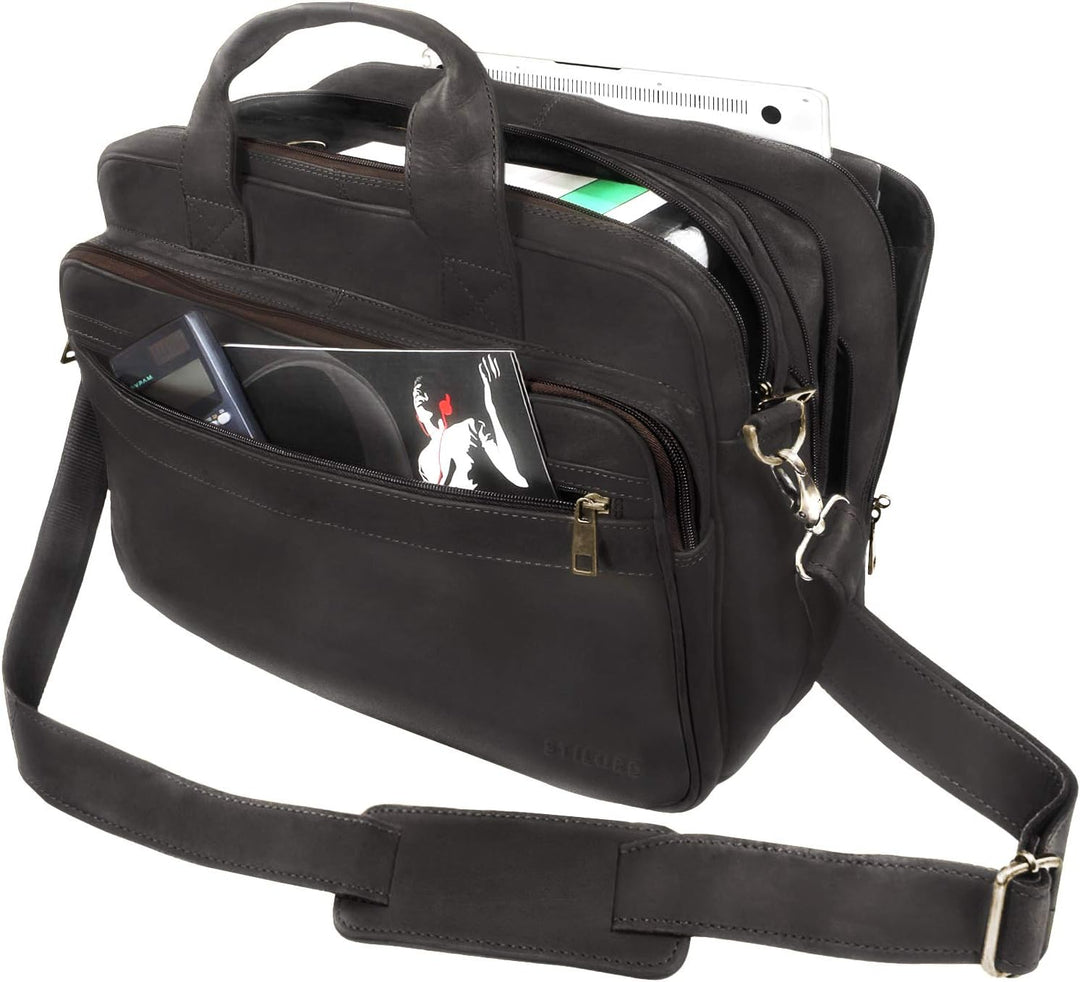 STILORD 'Leopold' XL Echtleder Aktentasche - der verbesserte Geheimtipp für Lehrerzimmer & Büro - Bu