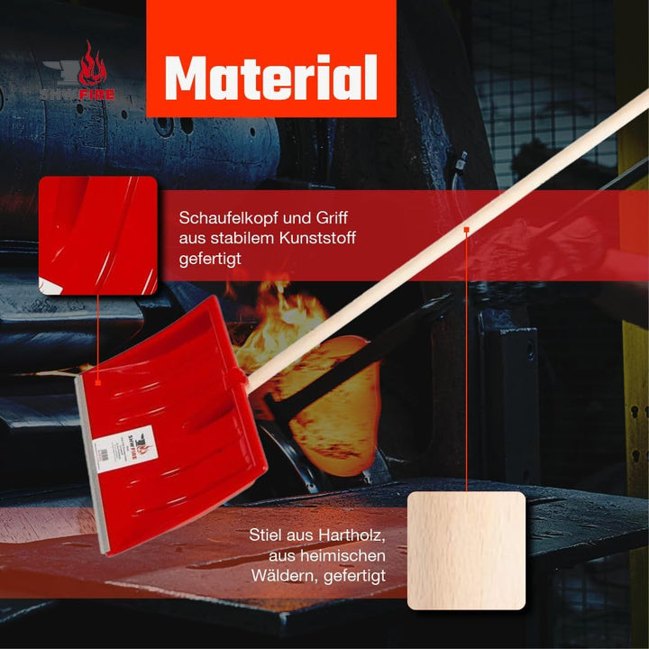 SHW-FIRE 59025 Schneeschieber Schneeschaufel Kunststoffblatt 40 cm schmal mit rundem Stiel Holz 130