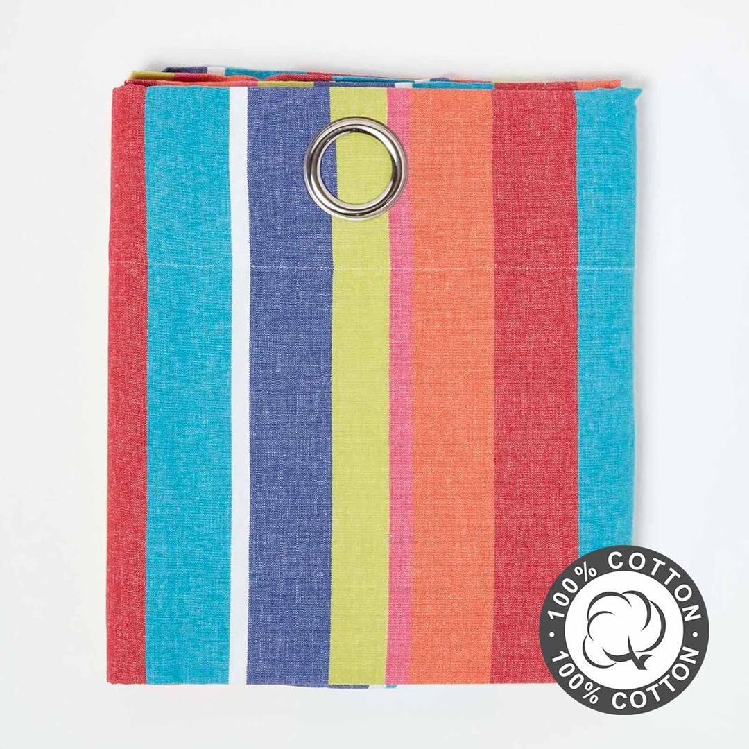 Homescapes Ösenvorhang Blickdicht Multi Streifen Orange Blau Gelb Dekoschal 2er Set Breite 137 x Län