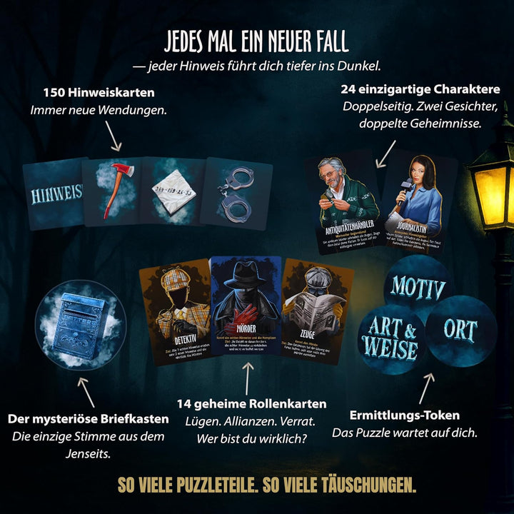 BORGOS Ghost Letters – Murder Mystery Detektivspiel mit geheimen Rollen | Gesellschaftsspiel | Krimi