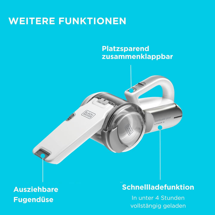 Black+Decker Lithium Dustbuster Pivot PV1820L – Akku-Handstaubsauger mit Multi-Positions-Saugvorrich