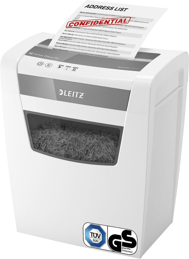 Leitz IQ Home Office Aktenvernichter, 12-10 Blatt Kapazität (70-80 g/m²), Partikelschnitt, Sicherhei