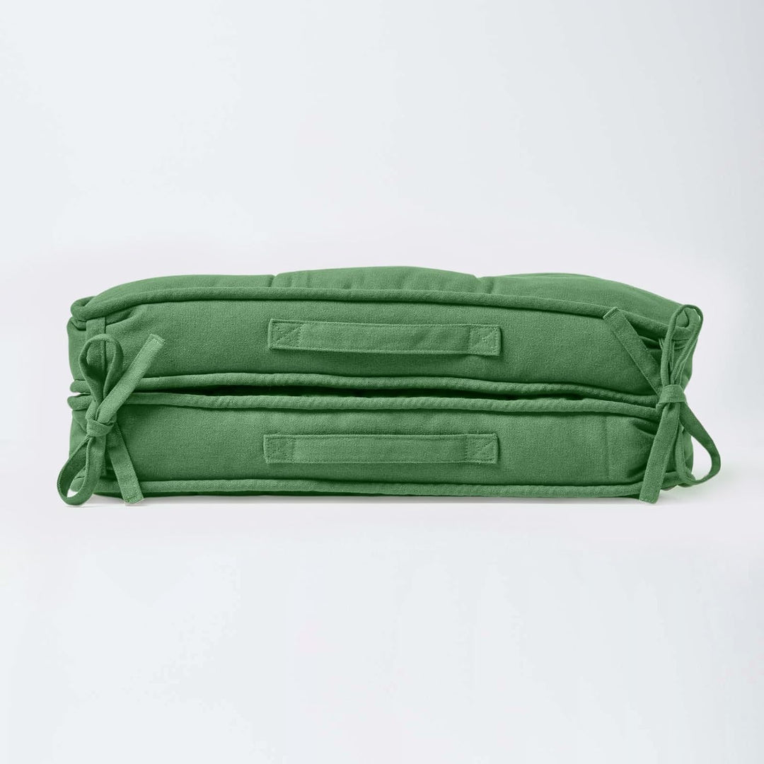 Homescapes Faltbares Reisekissen 50x50 cm grün, Auto-Sitzkissen mit Rückenlehne, Klappsitzkissen für