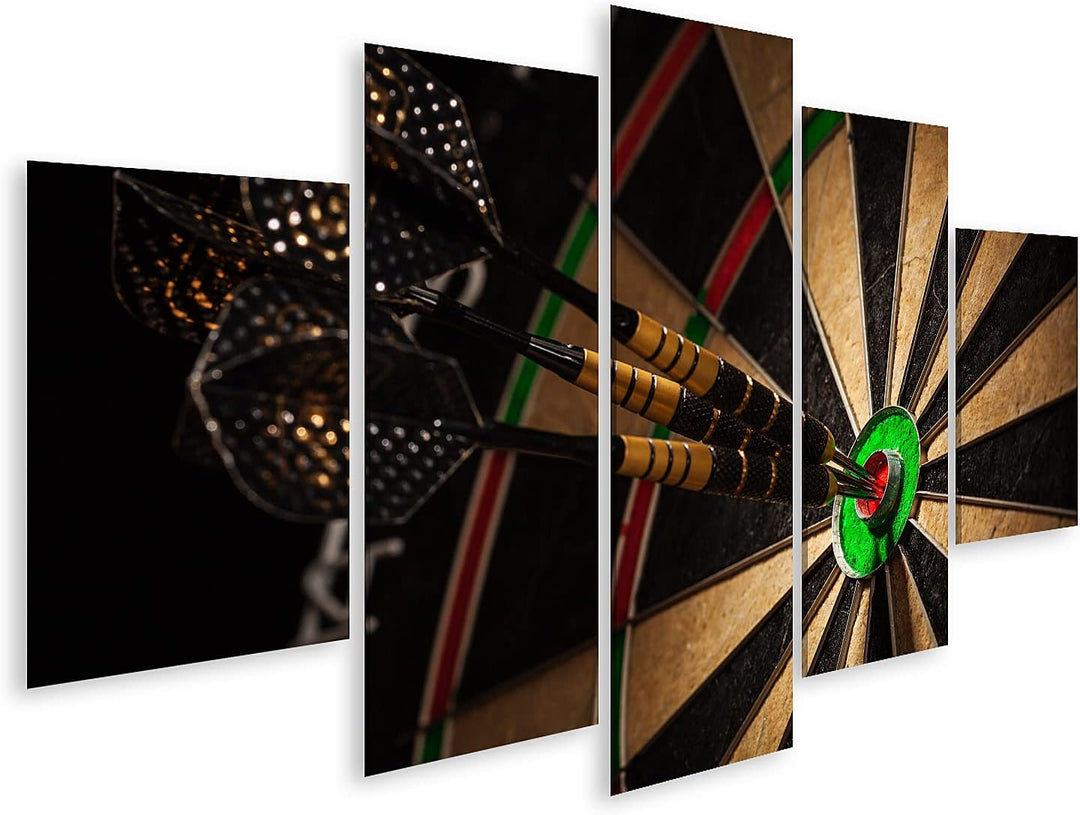 islandburner Bild auf Leinwand Drei Darts Bulls Eye Bilder Wandbilder Poster Leinwand 170x80cm - 5 T