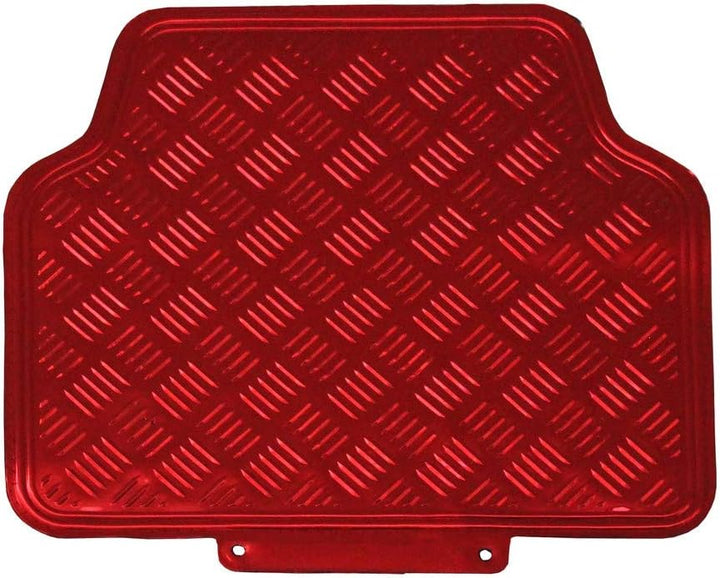 JVL 01-692 Titan Automatten-Set Metallisch mit Gummirückseite, Rot, 4-teilig, Rot