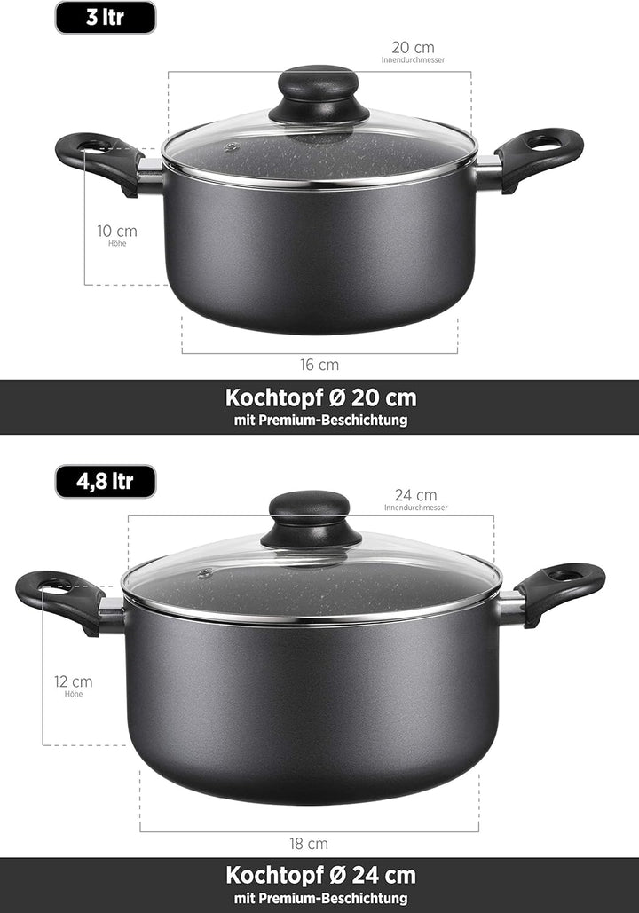 MÄSER 931727 Serie Izar, Kochtopf-Set mit Premium-Antihaftbeschichtung, geeignet für Induktion, enth