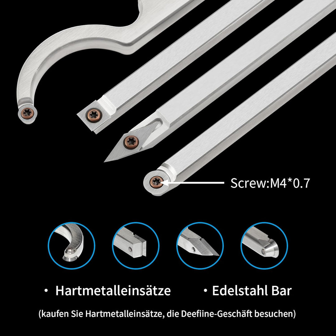 DEEFIINE Drechseleisen Set,Drehwerkzeuge für Holz Mit Hartmetall-Schneidplatten,verstellbare Drechse
