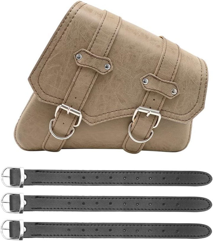 evomosa Motorrad Satteltasche PU Leder Universal Motorräder Werkzeugtaschen Khaki (B-Rechte Seite),