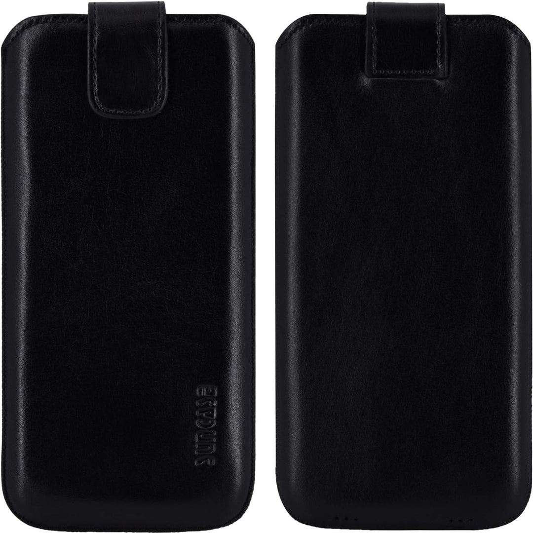 Suncase ECHT Ledertasche Leder Etui *Slim-Edition* für Swissvoice G50 Leder Hülle Handytasche (mit R