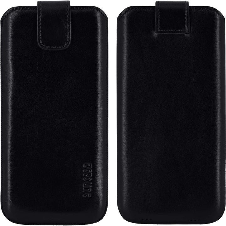 Suncase ECHT Ledertasche Leder Etui *Slim-Edition* für Swissvoice G50 Leder Hülle Handytasche (mit R