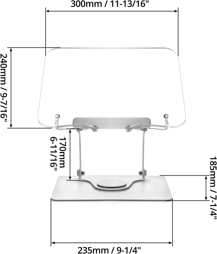 QWORK® Faltbarer Lesen Buchständer aus Acryl mit Höhenverstellbarer und 360° Drehbarer Basis, Tragba