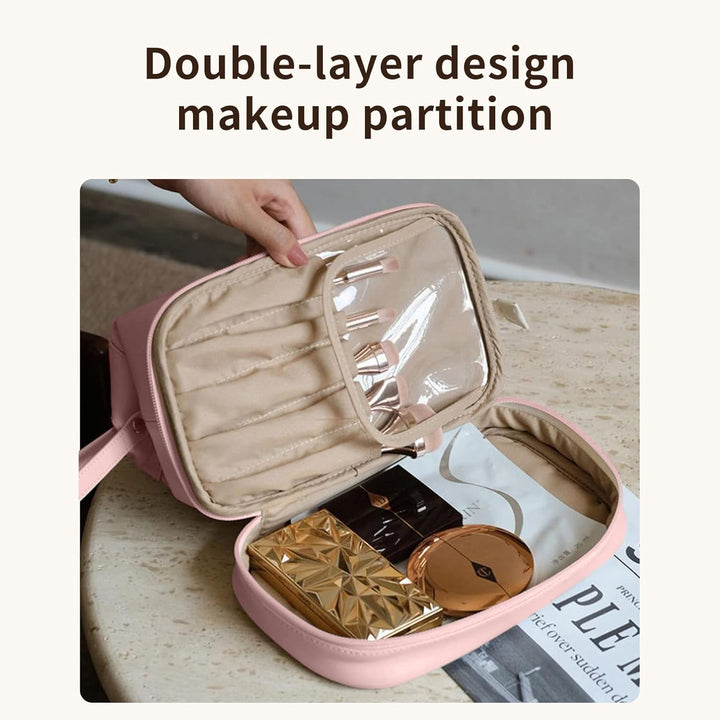 Omnpak Kosmetiktasche Damen Make Up Tasche Schminktasche Reise Kosmetikkoffer PU Leder Make Up Organ