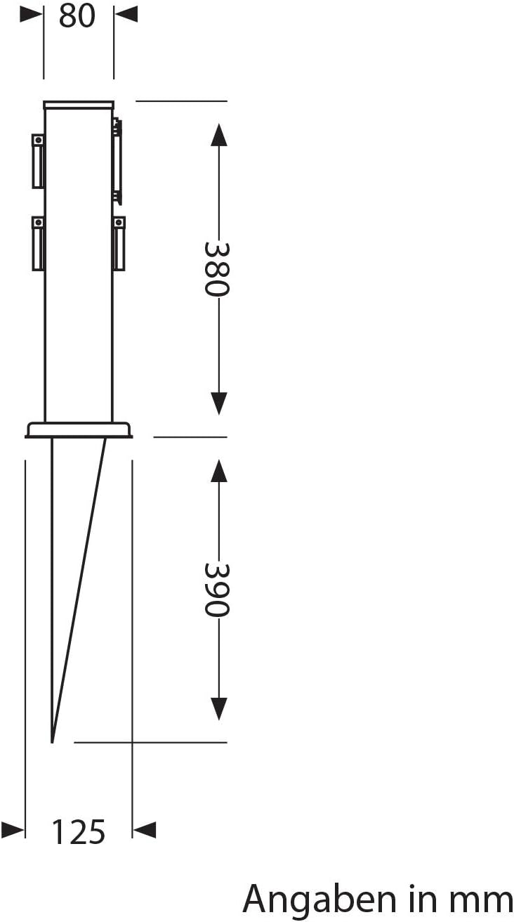 ledscom.de 3X Garten-Steckdosen-Säule Polly mit Erdspiess für aussen, 3-Fach mit Timer/Zeitschaltuhr