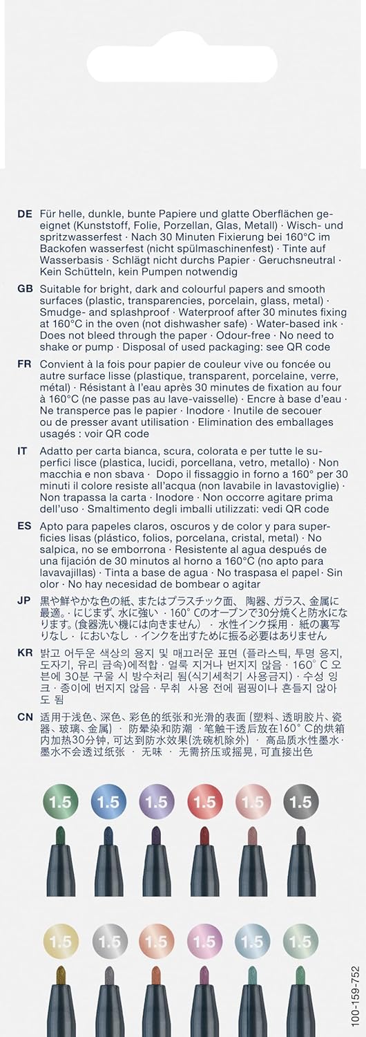 FABER-CASTELL 160713 - Metallics Marker mit Faserspitze, 1,5 mm Strichstärke, für viele Oberflächen