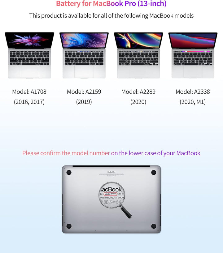 ASMARK MacBook Pro A1708 Akku für 13-Zoll A1708(2016,2017) A2159(2019) A2289(2020) A2338(2020,2022)